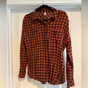 Nordstrom women’s orange and black flannel